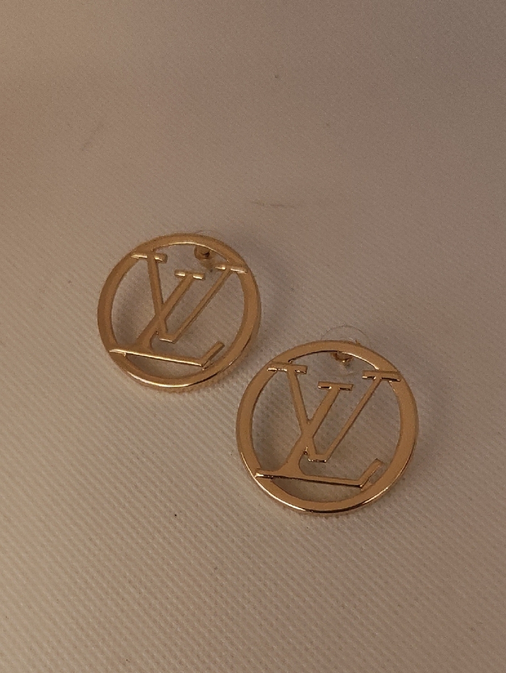 Gold-Tone Circle Stud Logo Earrings - Women Jewelry